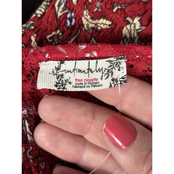 Intimately Free People Last Night Mini Dress Red Yellow Floral Size Large - Picture 3 of 15